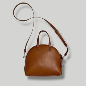 Cognac brown faux leather satchel top handle domed crossbody bag Old Navy